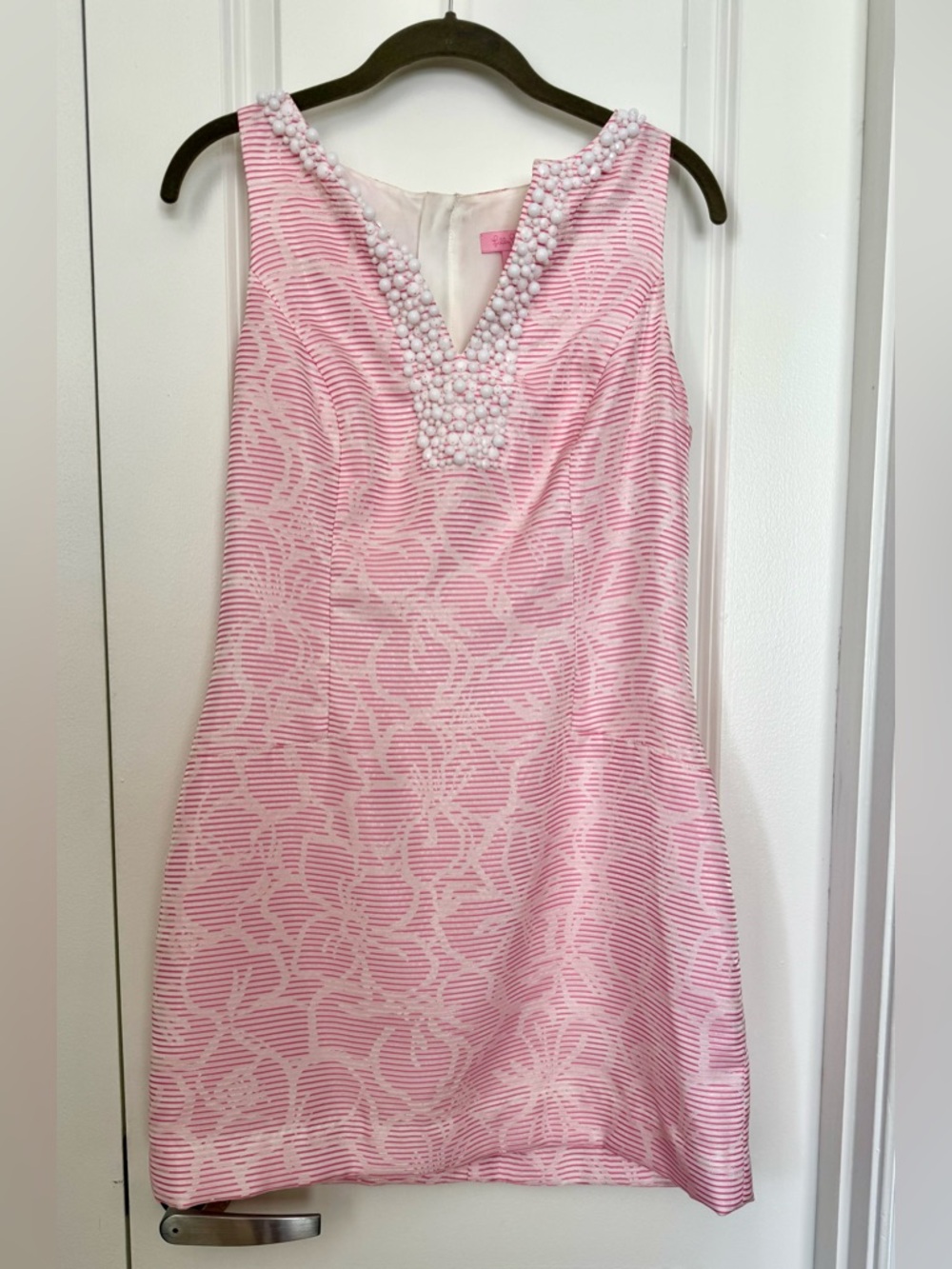 Lilly Pulitzer Pink & White Bead-Trim Shift Dress - Perfect Spring Dress!